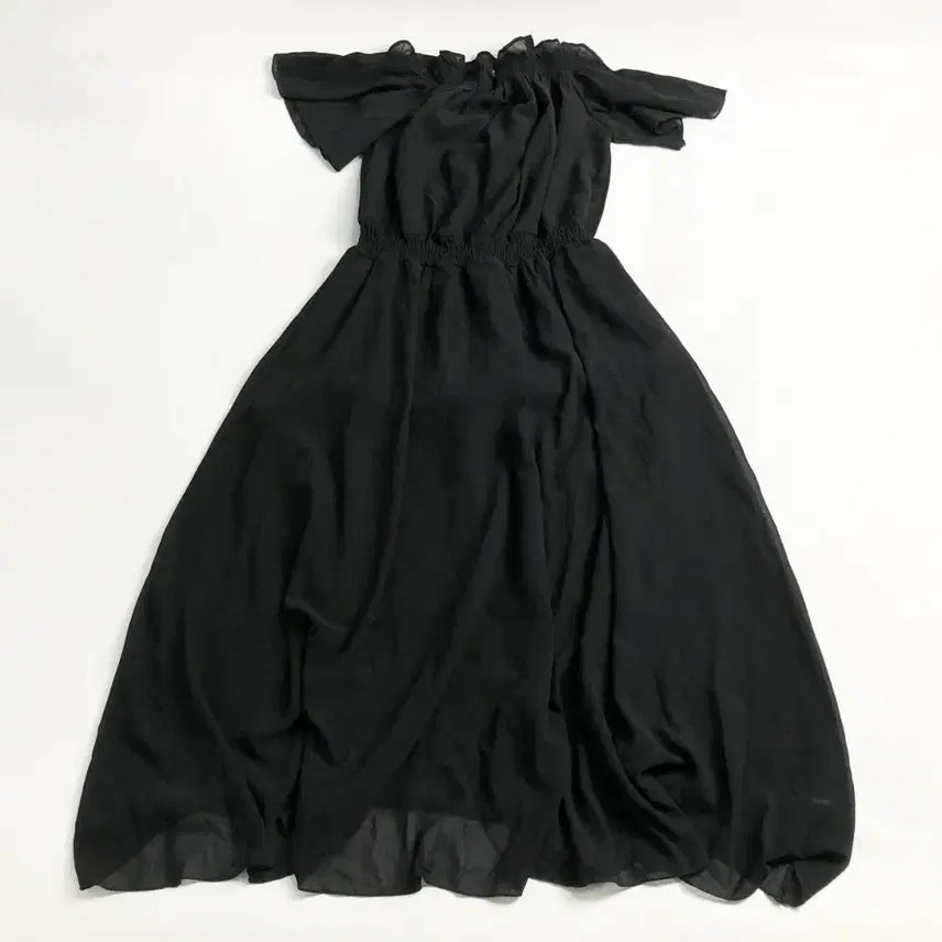 [BUNJANG] Off-the-Shoulder Chiffon Long Dress / 오프숄더 쉬폰 롱 원피스