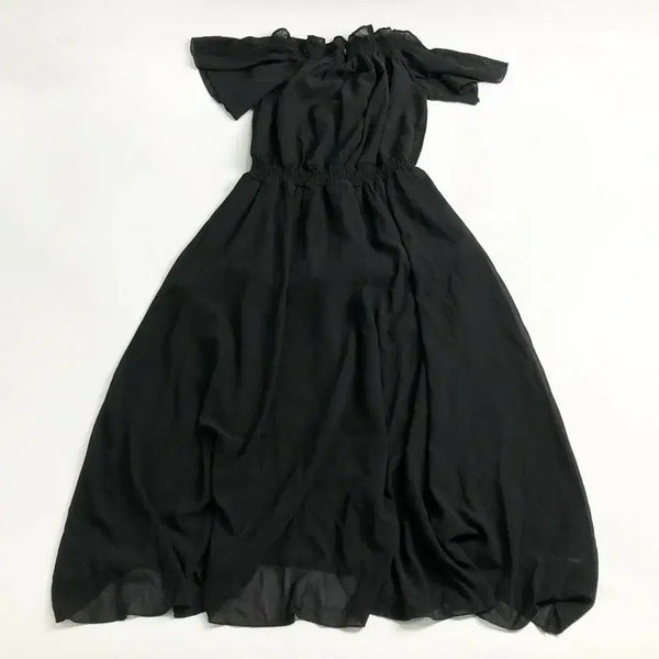 [BUNJANG] Off-the-Shoulder Chiffon Long Dress / 오프숄더 쉬폰 롱 원피스