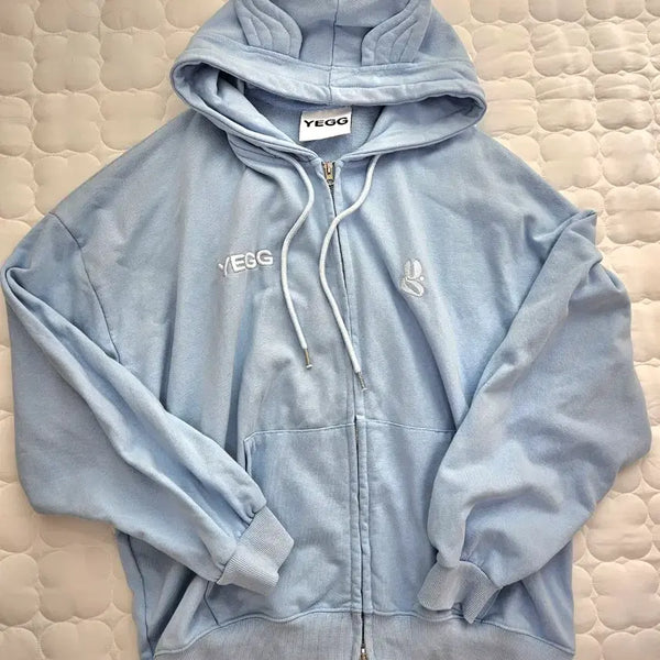 [BUNJANG] YEGG Wing Hoodie Sky Blue / 예그 YEGG 윙 후드집업 블루 Wing Hoodie Sky blue(Basic)