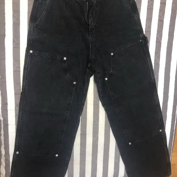 [BUNJANG] Double Knee Carpenter Black Denim Pants / [s] 더블니 카펜터 흑청 데님팬츠