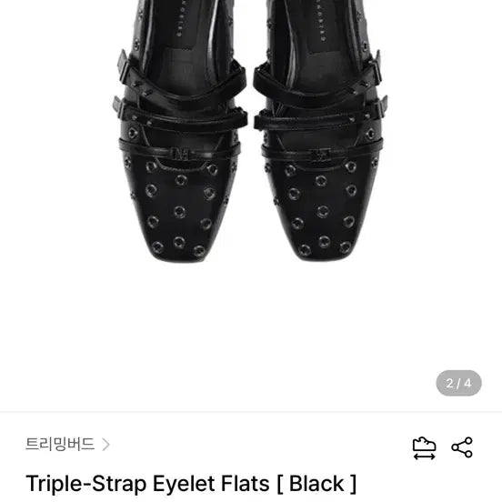 [BUNJANG] Trimingbird Triple-Strap Eyelet Flats / 트리밍버드 Triple-Strap Eyelet Flats