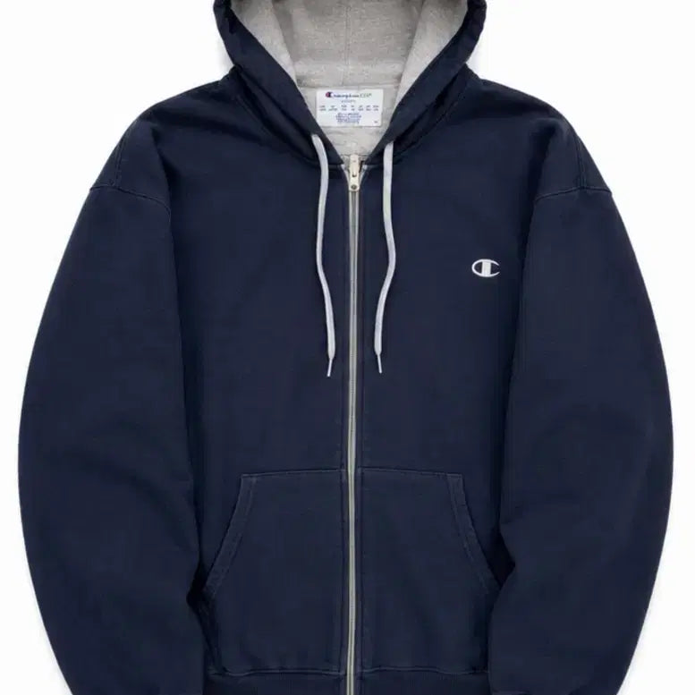 [BUNJANG] Champion Navy Hooded Zip-Up Jacket / 챔피온 네이비 후드집업