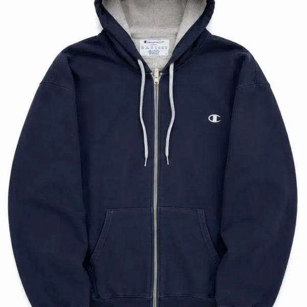 [BUNJANG] Champion Navy Hooded Zip-Up Jacket / 챔피온 네이비 후드집업