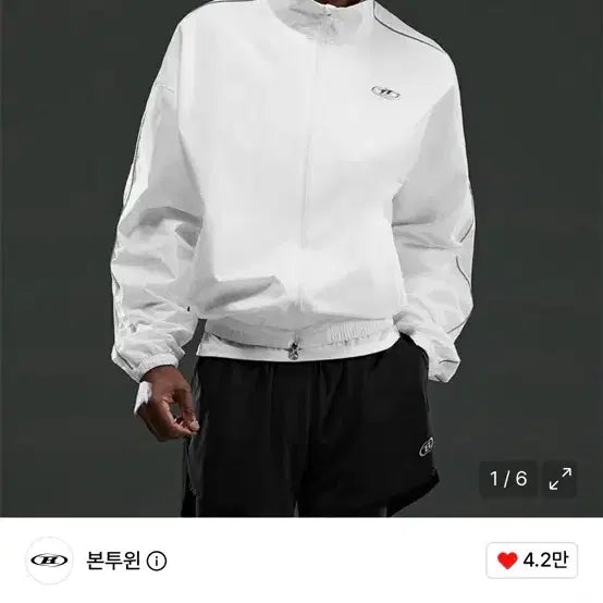 [BUNJANG] BORN TO ONE CHROME Warm-up Jacket White / 본투원 크롬 웜업 자켓 화이트