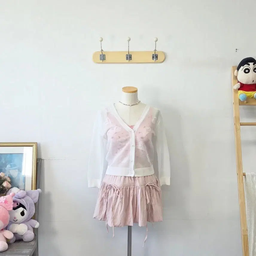 [BUNJANG] ab.f.z White Heart Cardigan / 빈티지 만원샵 ab.f.z 화이트 하트 가디건