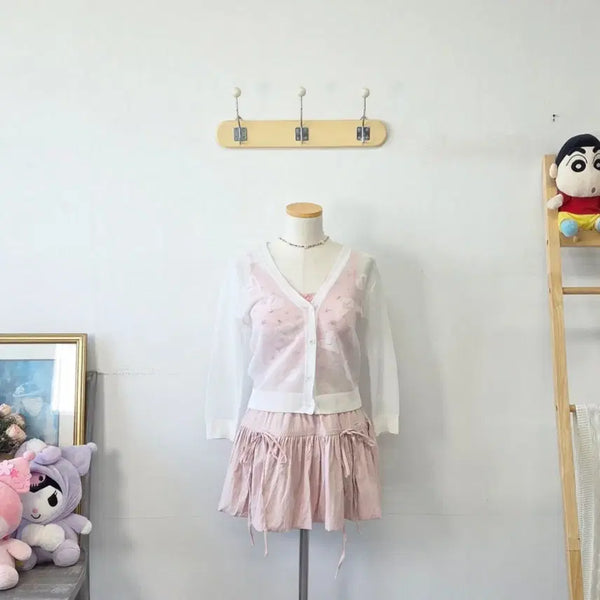[BUNJANG] ab.f.z White Heart Cardigan / 빈티지 만원샵 ab.f.z 화이트 하트 가디건