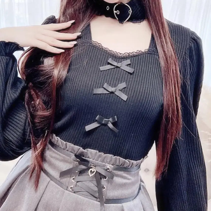 [BUNJANG] Mars Heart Belt Teleco Knit Long Sleeve / 마즈 하트 벨트 텔레코 니트 긴팔 양산형지뢰계시허니디마럽mars