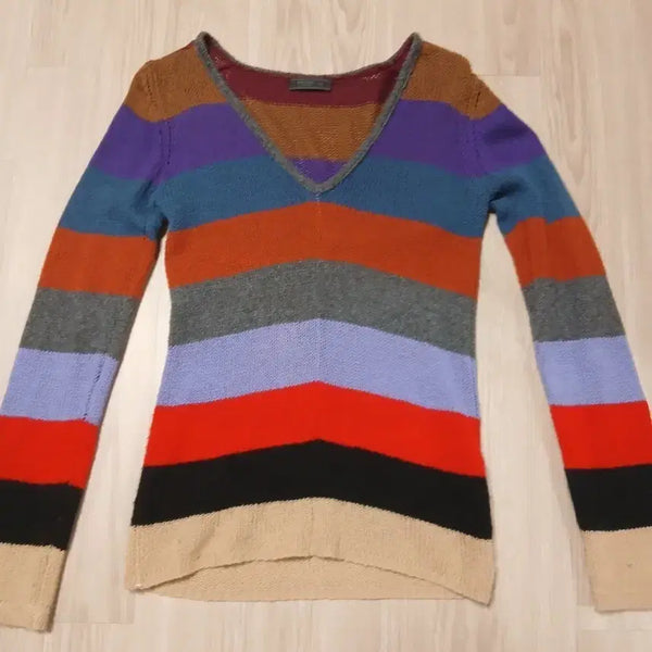 [BUNJANG] Prada V-Neck Striped Knit Sweater / 프라다 브이넥니트