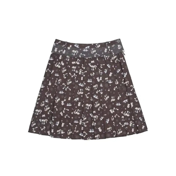 [BUNJANG] KOSEIO Two-Tone Pattern Pleated Skirt Brown / [당일배송] 코이세이오 테지 투톤 패턴 플리츠 스커트, 코이세이오 치마