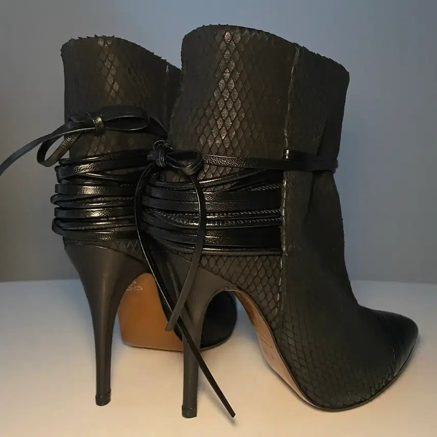 [BUNJANG] IRO Python Pattern Strap Stiletto Heel Ankle Boots / IRO 파이톤 패턴 스트랩 앵클 부츠(락시크)