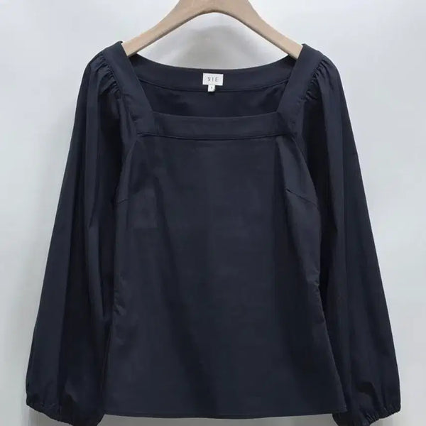 [BUNJANG] SIE 23FW Lian Square Neck Blouse Navy / 시에 SIE 리안 스퀘어넥 블라우스 네이비 23FW
