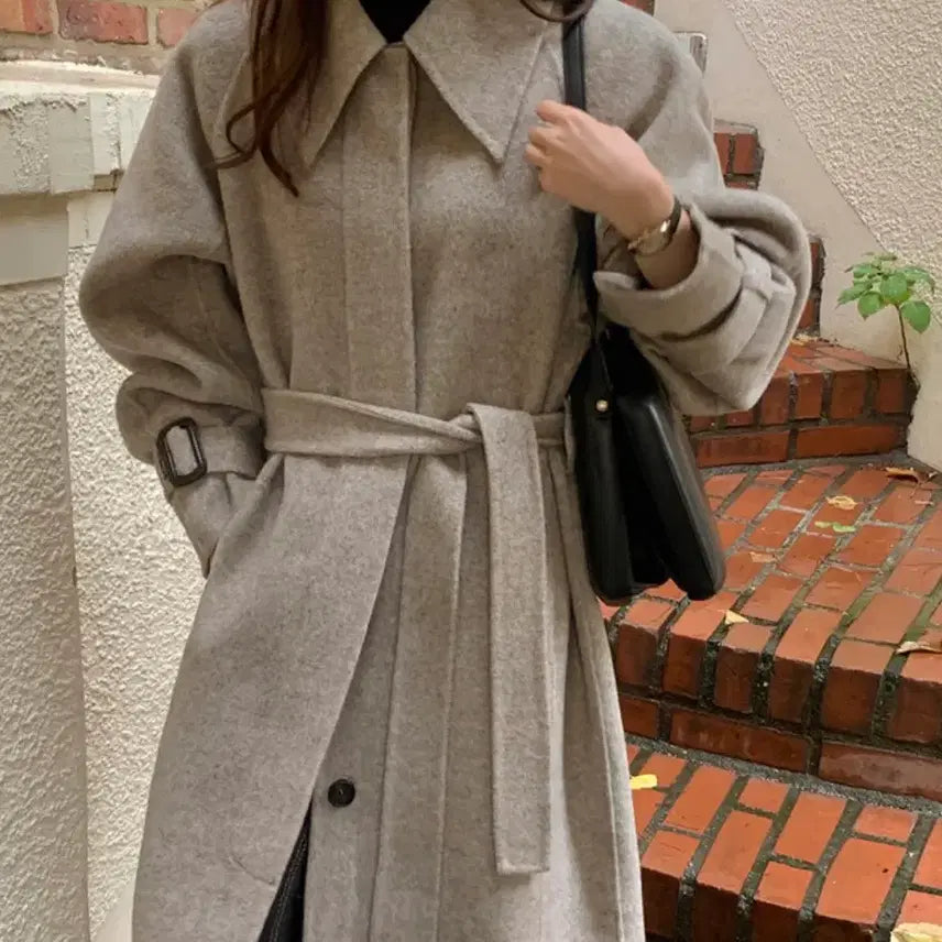 [BUNJANG] Pureda Handmade Herringbone Wool Long Coat / (울90%) 퓨어다 핸드메이드 헤링본 울 롱코트