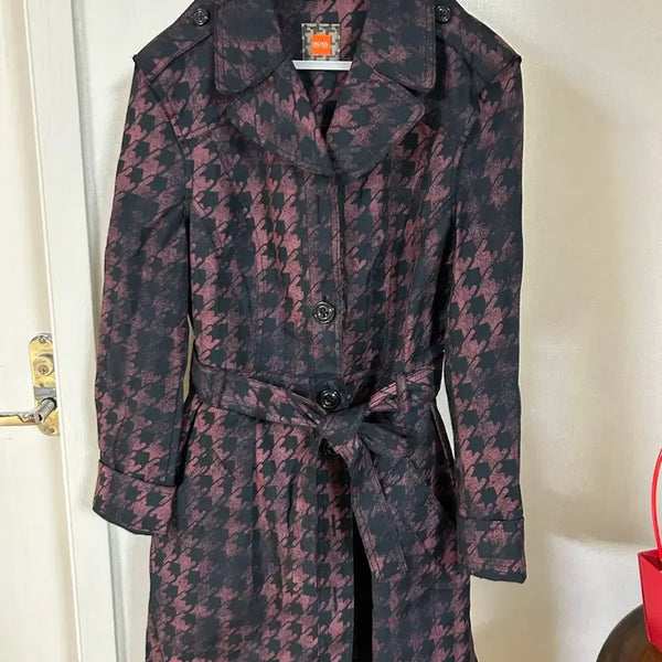 [BUNJANG] Hugo Boss Check Pattern Belted Coat / 휴고보스 체크 패턴 벨트 코트