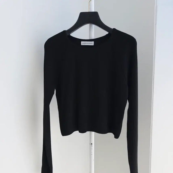 [BUNJANG] Black Raglan Knit - Premium Quality / 교신안함)블랙 래글런 니트-고퀄/소매만 골지