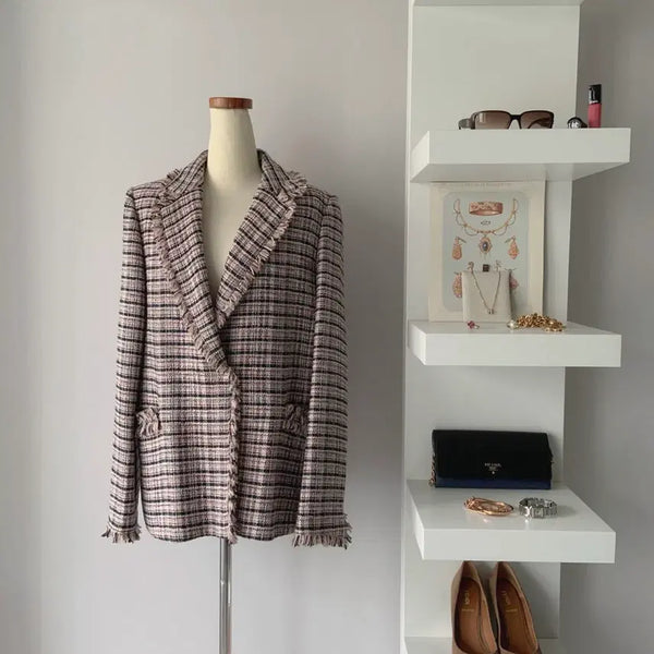 [BUNJANG] Olive des Olive Pink Check Tweed Jacket / 55 올리브데올리브 핑크 체크 트위드 자켓