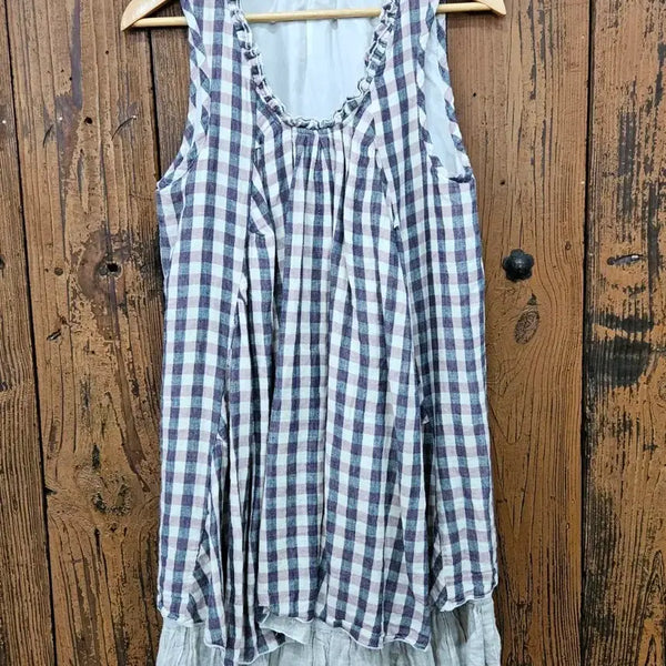 [BUNJANG] Check Frill Layered Tunic Dress / 체크 프릴 레이어드 튜닉 원피스