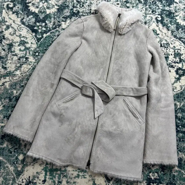 [BUNJANG] Armani Jeans Belted Fur Shearling Coat / Armani 아르마니 진스 무스탕 퍼 벨티드 코트 (38)