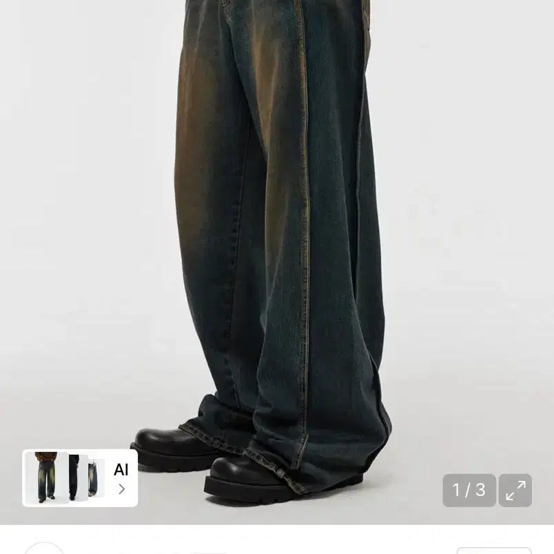 [BUNJANG] DNSR Side Wire Denim Green S / DNSR 사이드 와이어 데님 그린 S