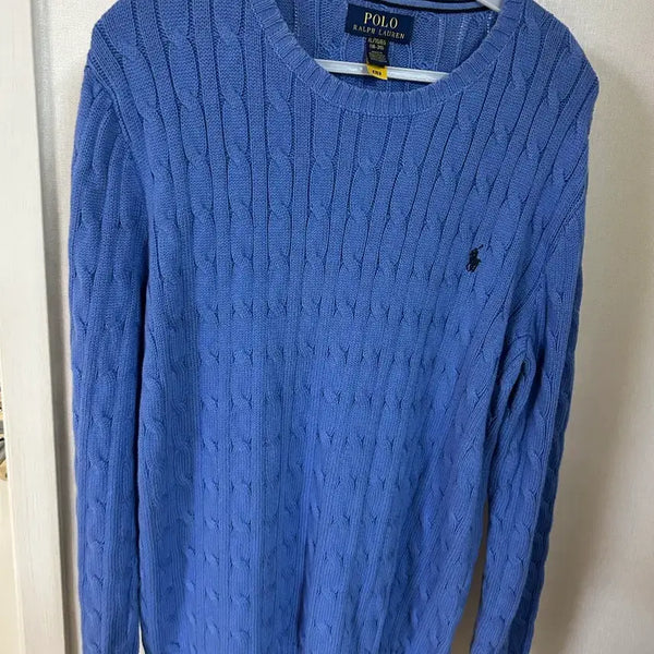 [BUNJANG] Polo Ralph Lauren Cable Knit Sweater Blue / 폴로 랄프로렌 케이블 니트 블루