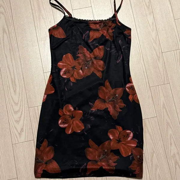[BUNJANG] Flower Pattern Slip Dress / 플라워 패턴 슬립 원피스