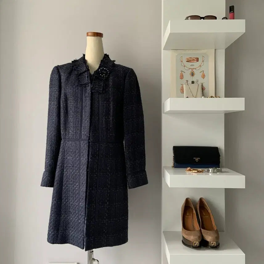 [BUNJANG] Tory Burch Navy Tweed Dress (Size 55/S) / 55 토리버치 네이비 트위드 자켓