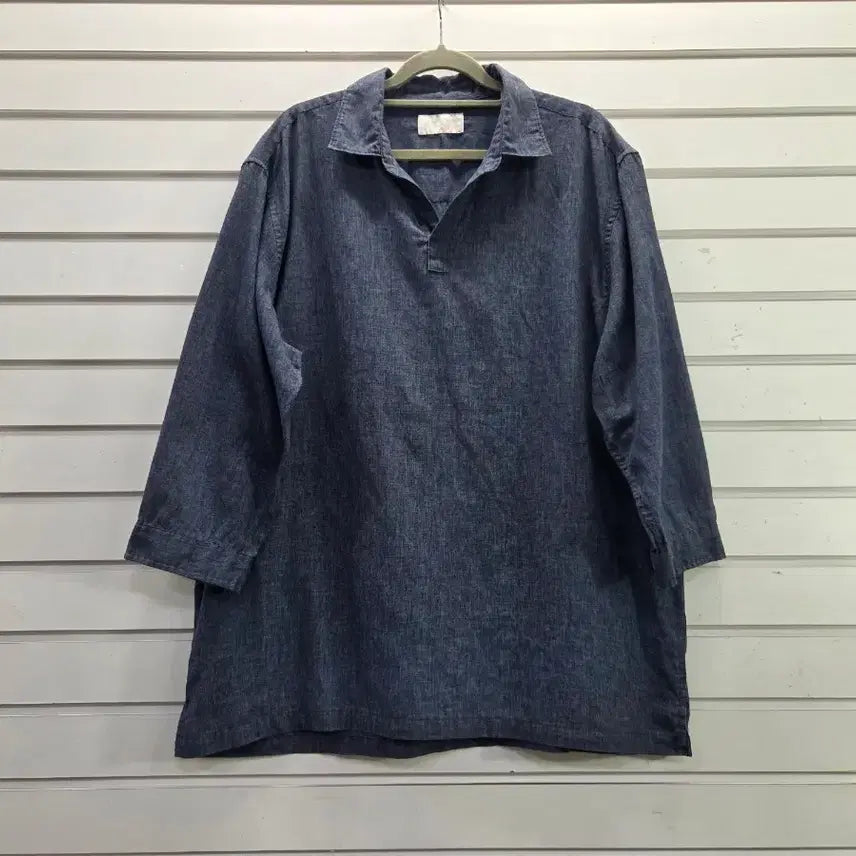 [BUNJANG] Men's Navy Tone 7/10 Sleeve Shirt Size 100 / 네이비톤 칠부소매  남성 셔츠 100/보물찾기천사