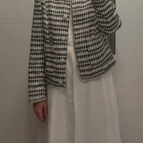 [BUNJANG] H&M Check Pattern Tweed Jacket / H&M 트위드 자켓 체크 패턴 자켓 에이치앤엠(옷장정리)