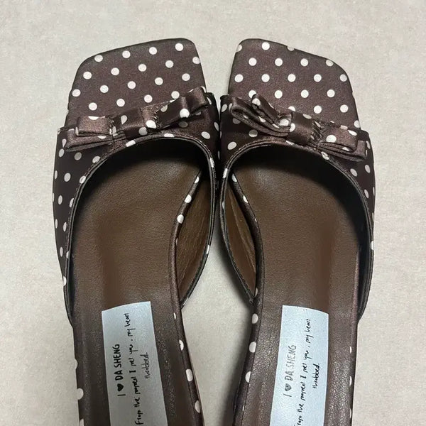 [BUNJANG] Women's Mules - Brown Dot Pattern / 여성뮬