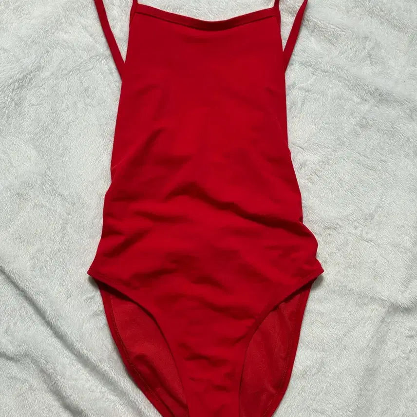 [BUNJANG] Fulltime Solid Cherry Tie Back Swimsuit - M / 풀타임 솔리드체리 타이백 수영복 M