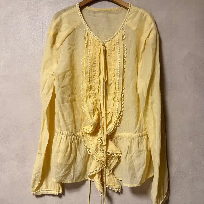 [BUNJANG] Linen Shirring Blouse / 린넨 셔링 블라우스