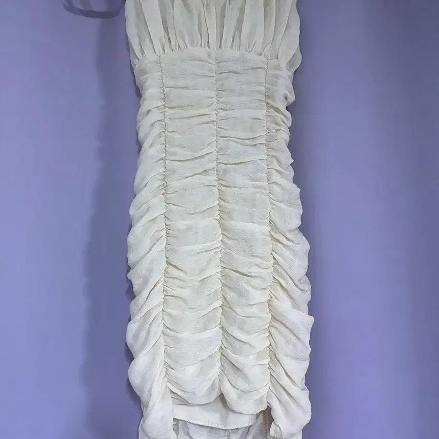 [BUNJANG] Ivory Shirring Mini Dress / 아이보리 셔링 미니 원피스