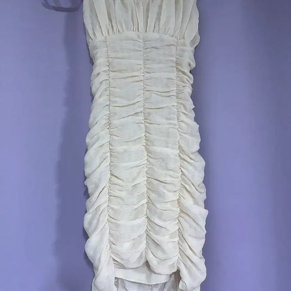 [BUNJANG] Ivory Shirring Mini Dress / 아이보리 셔링 미니 원피스