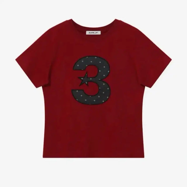 [BUNJANG] Bauff 3 Logo Dot T-Shirt Red / 바우프 3 로고 도트 티셔츠 레드