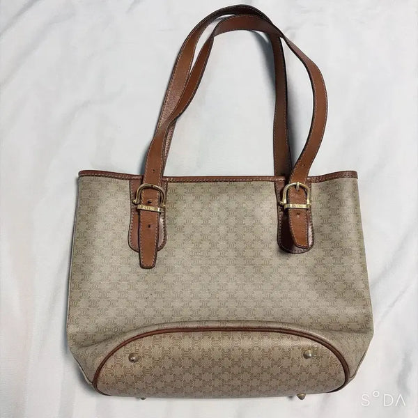 [BUNJANG] Celine Tote Bag Brown / 셀린느 마카담 트리옹프 캔버스 토트 앤 숄더백
