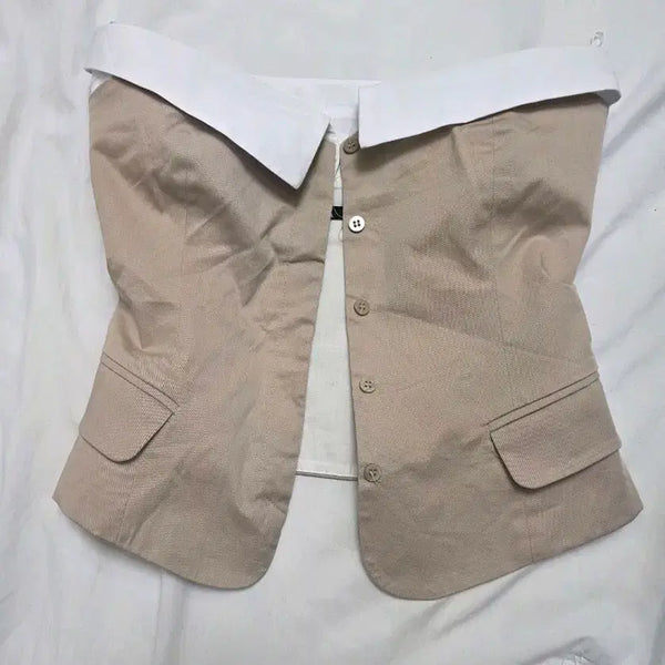 [BUNJANG] ZARA Beige Bustier Top XS / 자라 베이지 뷔스티에 탑