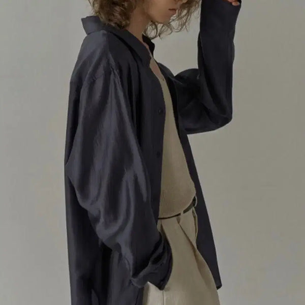 [BUNJANG] Facade Pattern Soft Breeze Shirt (Blue Charcoal) - Size M / 파사드패턴 소프트 브리즈 셔츠 M