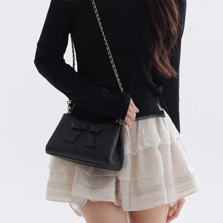 [BUNJANG] Dearth's 'Tis Mini Bow Bag Black & 'Tis Crystal Charm / 더티스 티스 미니 보우 백 블랙&티스 크리스탈 참