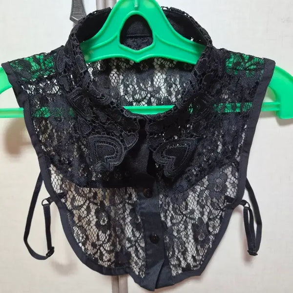 [BUNJANG] Lace Collar Set (Black, White) / 레이스 카라 (블랙 화이트) 일괄