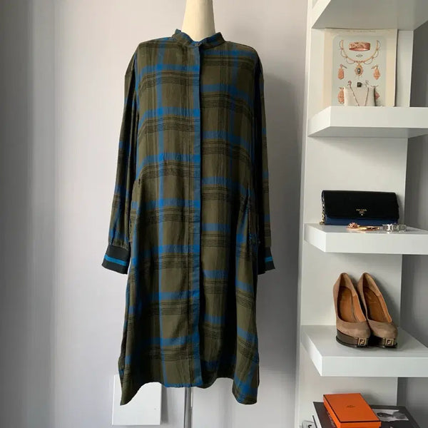 [BUNJANG] KUHO Check Pattern Color-Block Long Dress / [55] 구호(KUHO) 체크 패턴 배색 롱 원피스