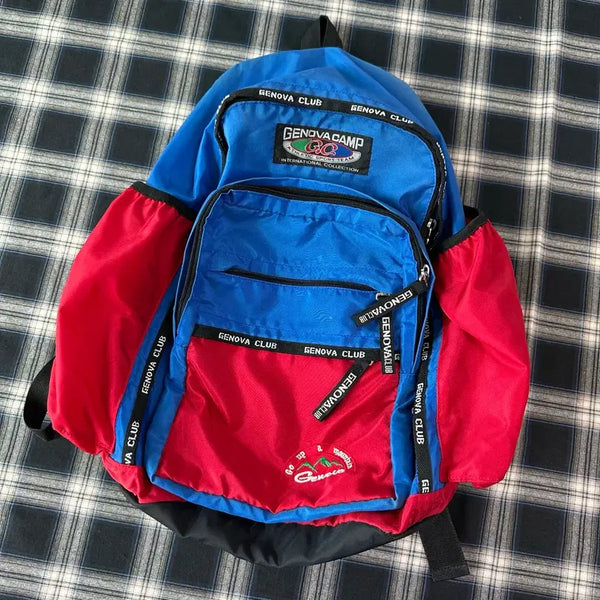 [BUNJANG] VINTAGE GENOVA CLUB Backpack Blue Red / 빈티지 제노바 클럽 백팩 블루 레드