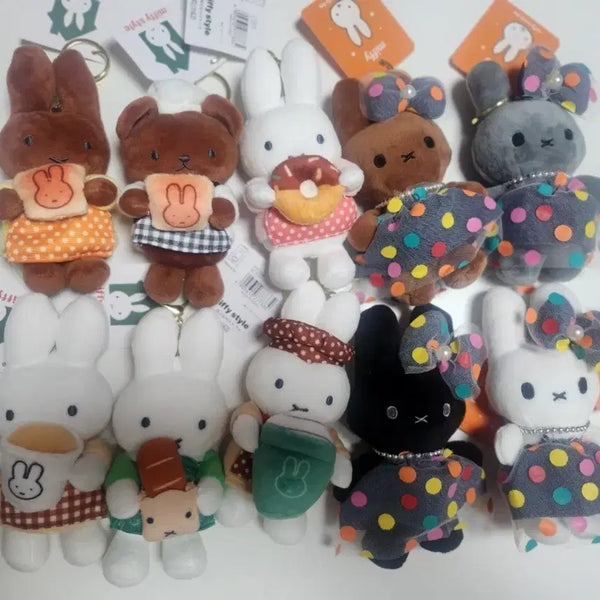 [BUNJANG] Miffy Style Plush Keychain Set (10 Types) / 미피 스타일 인형 키링 10종 세트