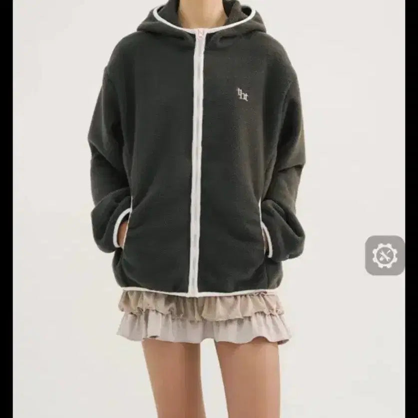 [BUNJANG] THREETIMES Cookie Fleece Jacket Charcoal Oversized Fit / THREETIMES 쓰리타임즈 쿠키 플리스 자켓 차콜 / 여성 오버핏