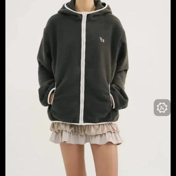 [BUNJANG] THREETIMES Cookie Fleece Jacket Charcoal Oversized Fit / THREETIMES 쓰리타임즈 쿠키 플리스 자켓 차콜 / 여성 오버핏