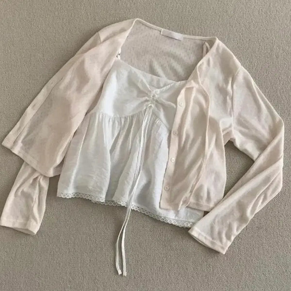 [BUNJANG] Bonheur Project Ribbon Eyelet Cardigan / 리본 아일렛 가디건