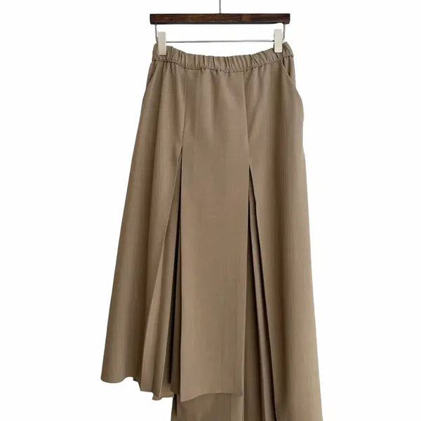 [BUNJANG] Double Wrap Pleated Skirt - Beige / 교신안함)더블 랩 플리츠 스커트-b급