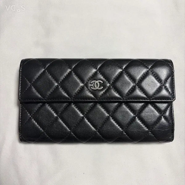 [BUNJANG] Chanel Classic Quilted Lambskin Long Wallet Black / 샤넬 클래식 램스킨 퀼팅 장지갑 블랙