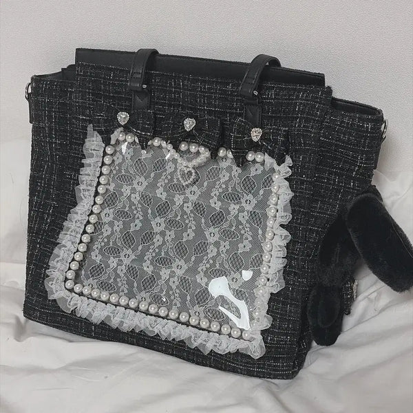 [BUNJANG] Ankruze Extra Large Tweed Bag Black / 앙크루즈 이타백 특대 트위드 블랙