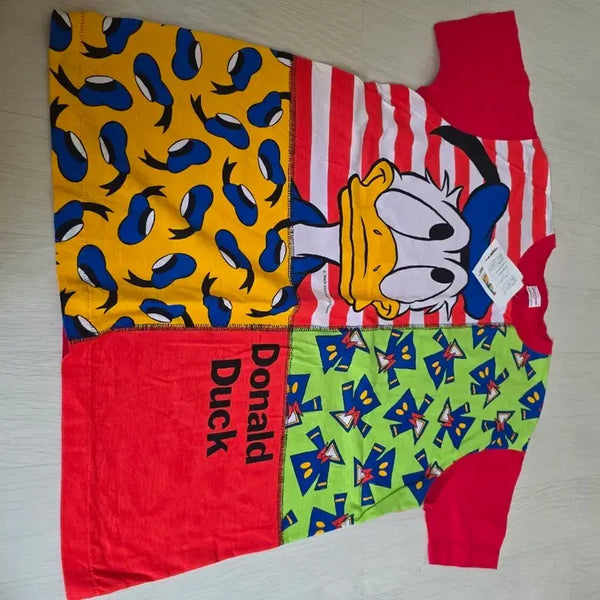 [BUNJANG] Disney Donald Duck Patchwork Short Sleeve T-Shirt / 디즈니 도날드덕 패치워크 반팔 티셔츠
