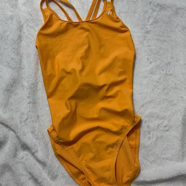 [BUNJANG] S-WAVE Tie-Back Solid Orange Swimsuit - Medium / 스웨이브 타이백 오렌지 단색 수영복 M