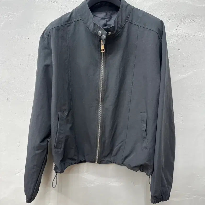 [BUNJANG] Women's Grey Zip-Up Long Sleeve Jacket with Drawstring Hem / [상태최상] 보세(일반) 아우터 여성 자켓 그레이 집업 하단조임끈 긴팔 F